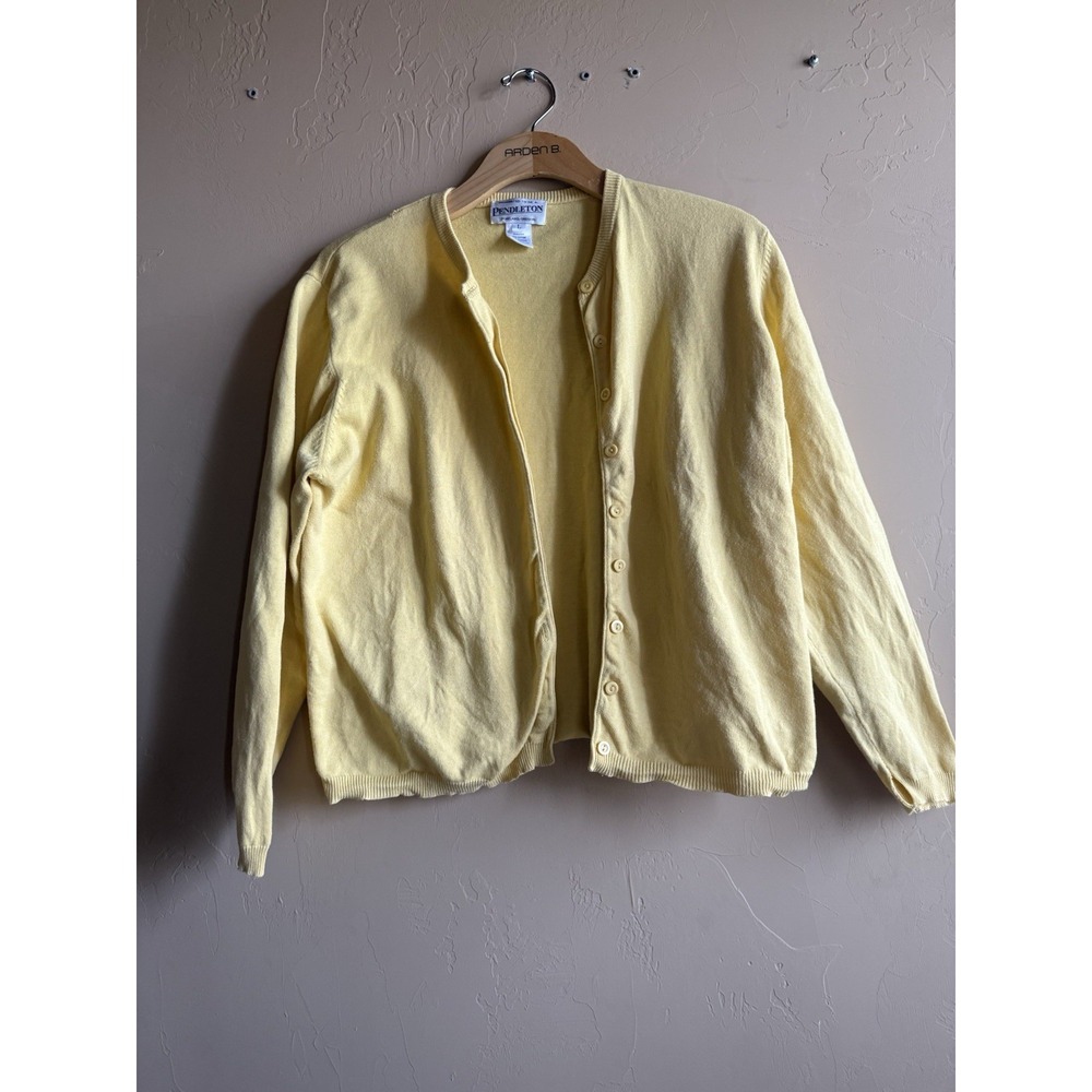 Pendleton Vtg 100% Cotton Yellow‎ Button Up Cardigan Large